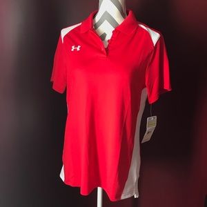 BNWT Under Armour red and white collared shirt